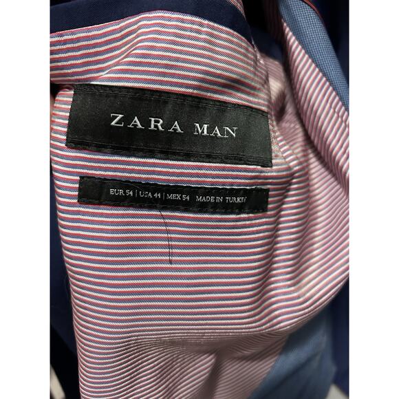 Zara Men’s 2 Piece Blue Navy Suit Basic Collection - Picture 7 of 10